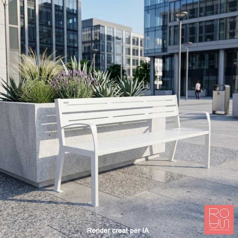 Banc urbà Silaos amb recolza braç en tot acer de 1800 mm